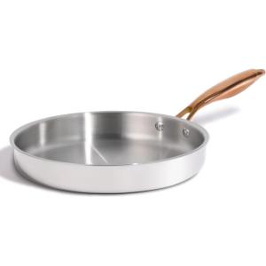 imageCAROTE 10quot TriPly Stainless Steel Frying Pan NonToxic Fry Pan Egg Pan Omelet Pans Oven Safe Induction Ceramic and Gas Cooktops Compatible Silver10