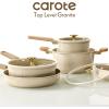 image:imageCAROTE 14Pcs Pots and Pans Set Non stick Ceramic Cookware Set Nontoxic Kitchen Cooking Set PFAS and PFOA FreeOatmeal