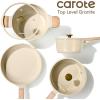 image:imageCAROTE 14Pcs Pots and Pans Set Non stick Ceramic Cookware Set Nontoxic Kitchen Cooking Set PFAS and PFOA FreeOatmeal