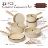 image:imageCAROTE 14Pcs Pots and Pans Set Non stick Ceramic Cookware Set Nontoxic Kitchen Cooking Set PFAS and PFOA FreeOatmeal