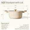 image:imageCAROTE 5 Qt Nonstick Stock Pot with Lid Soup Pot Ceramic 5 Quart Casserole with Lid Easy to Clean Non Stick Cooking Pot Cookware PFOA Free Ceramic Oatmeal