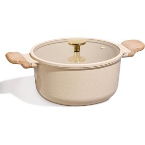image:imageCAROTE 5 Qt Nonstick Stock Pot with Lid Soup Pot Ceramic 5 Quart Casserole with Lid Easy to Clean Non Stick Cooking Pot Cookware PFOA Free Ceramic Oatmeal