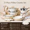 image:imageCAROTE 21 PCS Ceramic Cookware Set Pots and Pans Set Non Stick Pot and Pan Set with Frying Pan Induction Ready Cooking Set for Kitchen PFOSPFOAPFAS Free BrownCream White