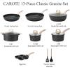 image:imageCAROTE 21 PCS Ceramic Cookware Set Pots and Pans Set Non Stick Pot and Pan Set with Frying Pan Induction Ready Cooking Set for Kitchen PFOSPFOAPFAS Free BrownClassic Black