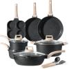 image:imageCAROTE 21 PCS Ceramic Cookware Set Pots and Pans Set Non Stick Pot and Pan Set with Frying Pan Induction Ready Cooking Set for Kitchen PFOSPFOAPFAS Free BrownClassic Black