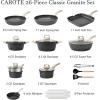image:imageCAROTE 21 PCS Ceramic Cookware Set Pots and Pans Set Non Stick Pot and Pan Set with Frying Pan Induction Ready Cooking Set for Kitchen PFOSPFOAPFAS Free BrownClassic Black
