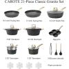 image:imageCAROTE 21 PCS Ceramic Cookware Set Pots and Pans Set Non Stick Pot and Pan Set with Frying Pan Induction Ready Cooking Set for Kitchen PFOSPFOAPFAS Free BrownClassic Black
