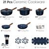 image:imageCAROTE 21pcs Cookware Set Nonstick Pots and Pans Set Ceramic Cookware Set Induction Cookware Non toxic Healthy Non Stick Kitchen Cooking Set PFAS PTFE Free WhiteBlue