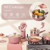 image:imageCAROTE 21pcs Cookware Set Nonstick Pots and Pans Set Ceramic Cookware Set Induction Cookware Non toxic Healthy Non Stick Kitchen Cooking Set PFAS PTFE FreePink