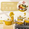 image:imageCAROTE 21pcs Cookware Set Nonstick Pots and Pans Set Ceramic Cookware Set Induction Cookware Non toxic Healthy Non Stick Kitchen Cooking Set PFAS PTFE FreeYellow