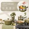 image:imageCAROTE 21pcs Cookware Set Nonstick Pots and Pans Set Ceramic Cookware Set Induction Cookware Non toxic Healthy Non Stick Kitchen Cooking Set PFAS PTFE FreeGreen
