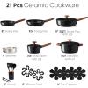 image:imageCAROTE 21pcs Cookware Set Nonstick Pots and Pans Set Ceramic Cookware Set Induction Cookware Non toxic Healthy Non Stick Kitchen Cooking Set PFAS PTFE Free WhiteBlack