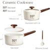 image:imageCAROTE 2QT amp 3QT Sauce Pan Sets with Lid amp Ladle Ceramic Nonstick Pot Set Non Toxic Saucepan Small Kitchen Cooking Pots Easy to Clean Induction Comptable PFAS PTFE Free BlackWhite