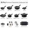image:imageCAROTE 31PCS Pots and Pans Set Nonstick Cookware Set Kitchen Non Stick Induction Titanium Cookware Nontoxic Granite Cooking set PFOA FreeBlack