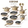 image:imageCAROTE 31PCS Pots and Pans Set Nonstick Cookware Set Kitchen Non Stick Induction Titanium Cookware Nontoxic Granite Cooking set PFOA FreeBrown