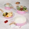 image:imageCAROTE Ceramic Cookware Set 14 PCS Pots and Pans Set Non Stick Pot and Pan Set with Frying pan Induction Ready Cooking Set for Kitchen PFOSPFOAPFAS Free PinkPink