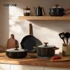 image:imageCAROTE Ceramic Cookware Set 14 PCS Pots and Pans Set Non Stick Pot and Pan Set with Frying pan Induction Ready Cooking Set for Kitchen PFOSPFOAPFAS Free PinkClassic Black