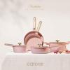 image:imageCAROTE Ceramic Cookware Set 14 PCS Pots and Pans Set Non Stick Pot and Pan Set with Frying pan Induction Ready Cooking Set for Kitchen PFOSPFOAPFAS Free PinkLight Pink