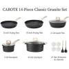 image:imageCAROTE Ceramic Cookware Set 14 PCS Pots and Pans Set Non Stick Pot and Pan Set with Frying pan Induction Ready Cooking Set for Kitchen PFOSPFOAPFAS Free PinkBlack