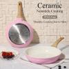 image:imageCAROTE Ceramic Cookware Set 14 PCS Pots and Pans Set Non Stick Pot and Pan Set with Frying pan Induction Ready Cooking Set for Kitchen PFOSPFOAPFAS Free PinkPink