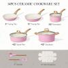image:imageCAROTE Ceramic Cookware Set 14 PCS Pots and Pans Set Non Stick Pot and Pan Set with Frying pan Induction Ready Cooking Set for Kitchen PFOSPFOAPFAS Free PinkPink