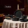 image:imageCAROTE Pots and Pans Set Nonstick 16pcs Cookware Set Nonstick NonToxic amp PFOAampPFOSFree Dishwasher RVCamping Cookware Set Cooking Pots with Lids BrownCharcoal Black