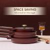 image:imageCAROTE Pots and Pans Set Nonstick 16pcs Cookware Set Nonstick NonToxic amp PFOAampPFOSFree Dishwasher RVCamping Cookware Set Cooking Pots with Lids BrownWine Red