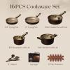 image:imageCAROTE Pots and Pans Set Nonstick 16pcs Cookware Set Nonstick NonToxic amp PFOAampPFOSFree Dishwasher RVCamping Cookware Set Cooking Pots with Lids BrownBrown