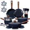 image:imageCAROTE 21pcs Cookware Set Nonstick Pots and Pans Set Ceramic Cookware Set Induction Cookware Non toxic Healthy Non Stick Kitchen Cooking Set PFAS PTFE Free WhiteBlue