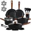 image:imageCAROTE 21pcs Cookware Set Nonstick Pots and Pans Set Ceramic Cookware Set Induction Cookware Non toxic Healthy Non Stick Kitchen Cooking Set PFAS PTFE Free WhiteBlack