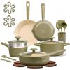 image:imageCAROTE 21pcs Cookware Set Nonstick Pots and Pans Set Ceramic Cookware Set Induction Cookware Non toxic Healthy Non Stick Kitchen Cooking Set PFAS PTFE FreeGreen