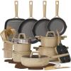 image:imageCAROTE 31PCS Pots and Pans Set Nonstick Cookware Set Kitchen Non Stick Induction Titanium Cookware Nontoxic Granite Cooking set PFOA FreeBrown
