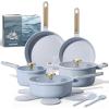 image:imageCAROTE Pots and Pans Set Nonstick 16pcs Cookware Set Nonstick NonToxic amp PFOAampPFOSFree Dishwasher RVCamping Cookware Set Cooking Pots with Lids BrownBlue