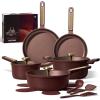 image:imageCAROTE Pots and Pans Set Nonstick 16pcs Cookware Set Nonstick NonToxic amp PFOAampPFOSFree Dishwasher RVCamping Cookware Set Cooking Pots with Lids BrownWine Red