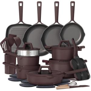 image:imageCAROTE 31PCS Pots and Pans Set Nonstick Cookware Set Kitchen Non Stick Induction Titanium Cookware Nontoxic Granite Cooking set PFOA FreeCoffee