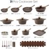 image:imageCAROTE 26PCS Pots and Pans Set Non Stick Cookware Set Pots and Pans Induction Cook Ware Nonstick Kitchen Cooking PFOA FreeBrown