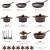 image:imageCAROTE 26PCS Pots and Pans Set Non Stick Cookware Set Pots and Pans Induction Cook Ware Nonstick Kitchen Cooking PFOA FreeBrown