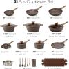 image:imageCAROTE 26PCS Pots and Pans Set Non Stick Cookware Set Pots and Pans Induction Cook Ware Nonstick Kitchen Cooking PFOA FreeDark Brown