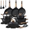image:imageCAROTE 26PCS Pots and Pans Set Non Stick Cookware Set Pots and Pans Induction Cook Ware Nonstick Kitchen Cooking PFOA FreeBlack