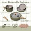 image:imageCAROTE 18Pcs Ceramic Cookware Set with Detachable Handle Pots and Pans Set Non Stick Non Toxic Cookware Set Removable Handles Induction Kitchen Cookware Sets DishwasherOven SafeGreen