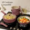 image:imageCAROTE 18Pcs Ceramic Cookware Set with Detachable Handle Pots and Pans Set Non Stick Non Toxic Cookware Set Removable Handles Induction Kitchen Cookware Sets DishwasherOven SafeRed