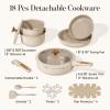 image:imageCAROTE 18Pcs Ceramic Cookware Set with Detachable Handle Pots and Pans Set Non Stick Non Toxic Cookware Set Removable Handles Induction Kitchen Cookware Sets DishwasherOven SafeBronze