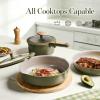 image:imageCAROTE 18Pcs Ceramic Cookware Set with Detachable Handle Pots and Pans Set Non Stick Non Toxic Cookware Set Removable Handles Induction Kitchen Cookware Sets DishwasherOven SafeGreen