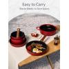 image:imageCAROTE 20Pcs Titanium Cookware Set Pots and Pans Set Non Stick Kitchen Cooking Set with Detachable Handle Non Toxic Induction Cookware  Camping Cookware DishwasherOven Safe Red