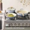 image:imageCAROTE 20Pcs Titanium Cookware Set Pots and Pans Set Non Stick Kitchen Cooking Set with Detachable Handle Non Toxic Induction Cookware DishwasherOven SafeGradient Grey