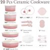 image:imageCAROTE 20Pcs Titanium Cookware Set Pots and Pans Set Non Stick Kitchen Cooking Set with Detachable Handle Non Toxic Induction Cookware DishwasherOven SafeGradient Pink