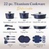 image:imageCAROTE 20Pcs Titanium Cookware Set Pots and Pans Set Non Stick Kitchen Cooking Set with Detachable Handle Non Toxic Induction Cookware DishwasherOven SafeBlue