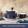 image:imageCAROTE 20Pcs Titanium Cookware Set Pots and Pans Set Non Stick Kitchen Cooking Set with Detachable Handle Non Toxic Induction Cookware DishwasherOven SafeBlue