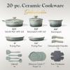 image:imageCAROTE 20Pcs Titanium Cookware Set Pots and Pans Set Non Stick Kitchen Cooking Set with Detachable Handle Non Toxic Induction Cookware DishwasherOven SafeGradient Green