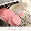image:imageCAROTE 20Pcs Titanium Cookware Set Pots and Pans Set Non Stick Kitchen Cooking Set with Detachable Handle Non Toxic Induction Cookware DishwasherOven SafeGradient Pink